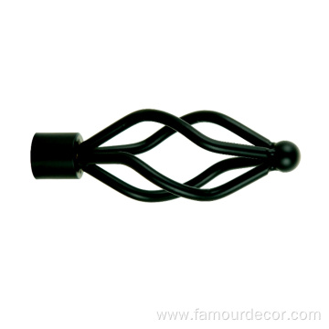 Black Long Twisted Cage Curtain Rod Head